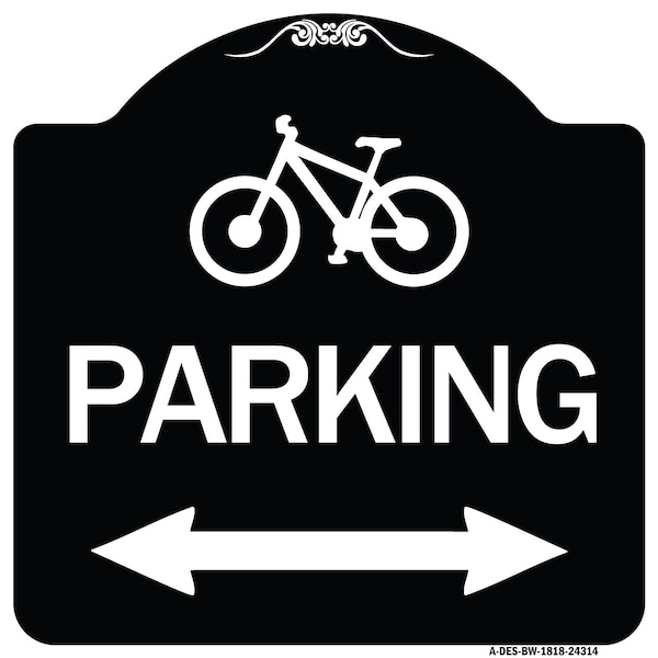 Signmission Bicycle Parking W/ Bidirectional Arrow Heavy-Gauge Aluminum Sign, 18" x 18", BW-1818-24314 A-DES-BW-1818-24314 - main